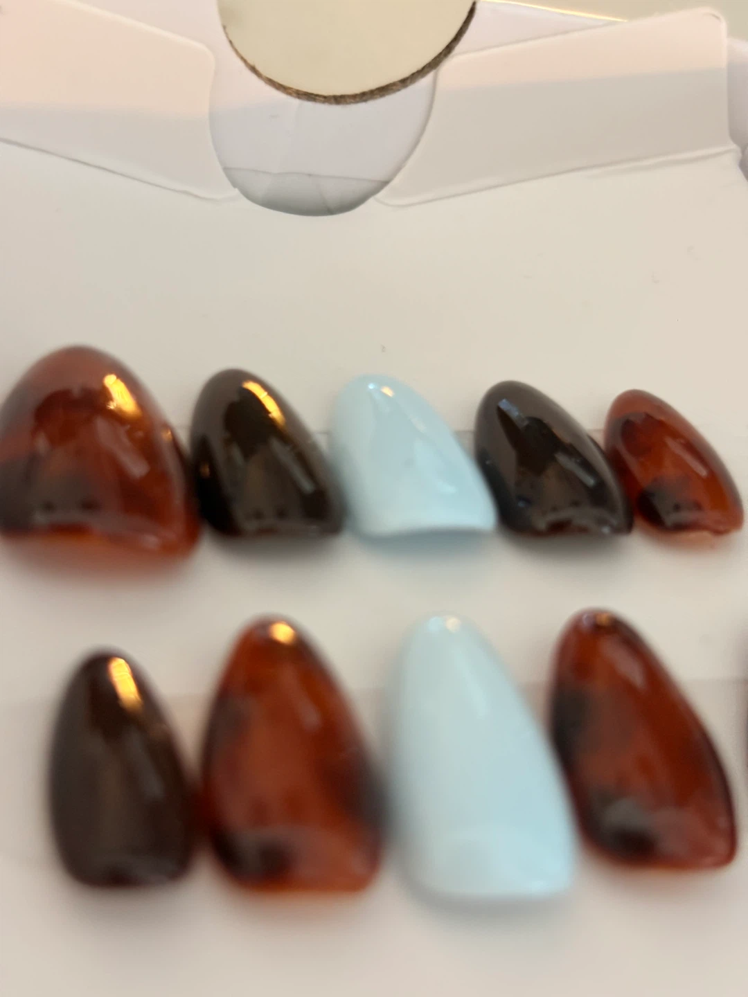 Press-on nail set in tortoise and blue