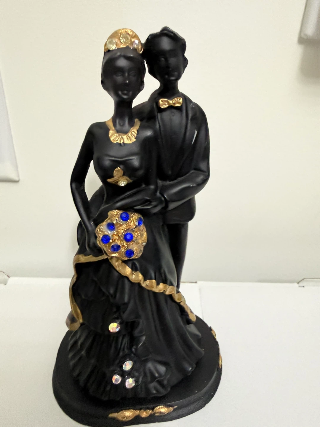 Black and Gold Wedding Couple Figurine