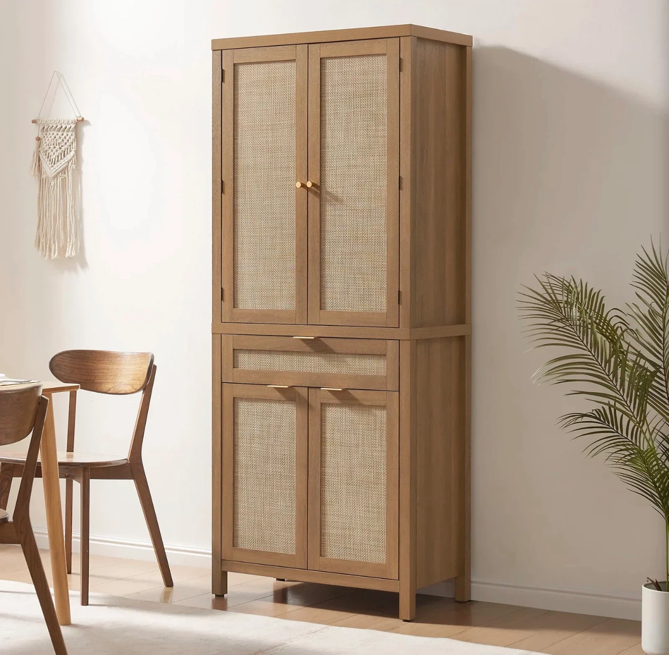 Rattan Kitchen Pantry Cabinet