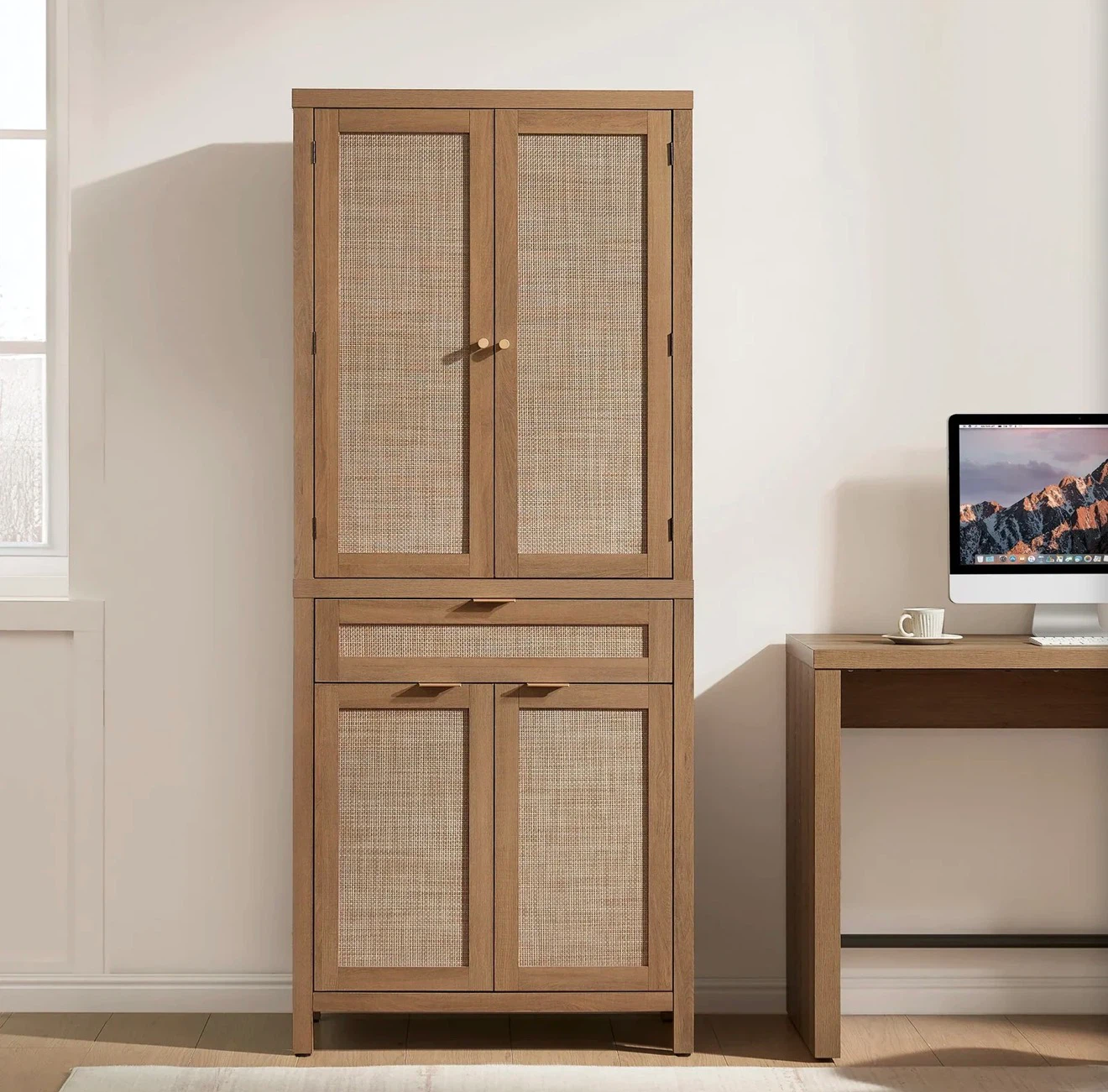 Rattan Kitchen Pantry Cabinet - photo 3