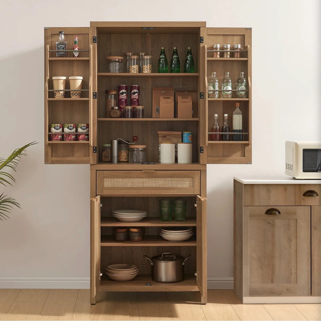 Rattan Kitchen Pantry Cabinet - photo 4