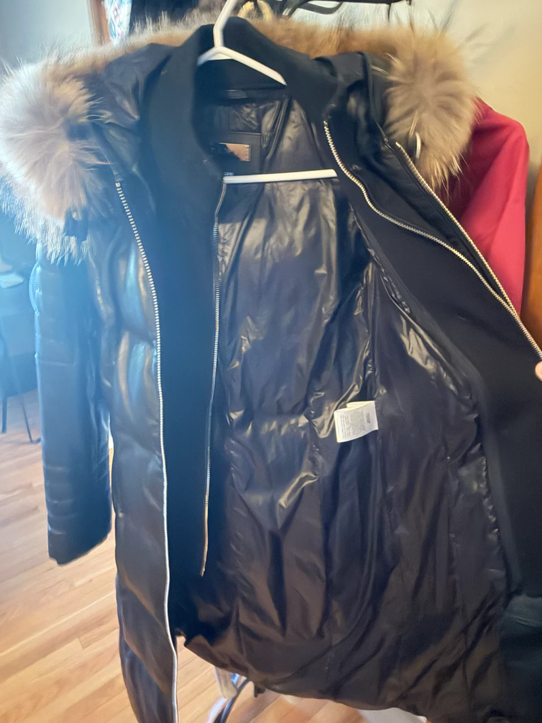 Danier Black Long Puffer Coat with Fur Hood - photo 3