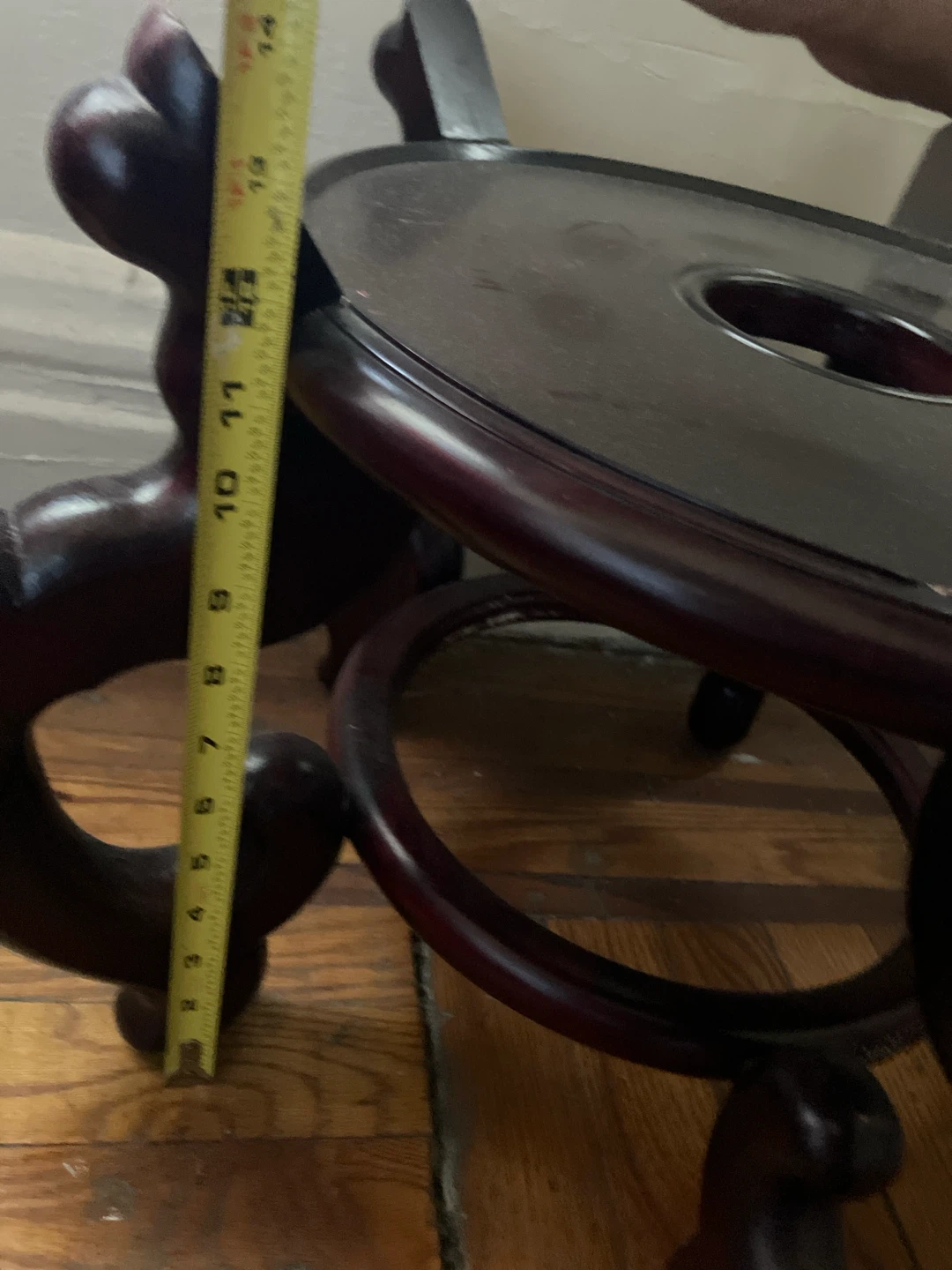Asian XL solid wooden floor vase plant stand 18” x 13.5” - photo 4