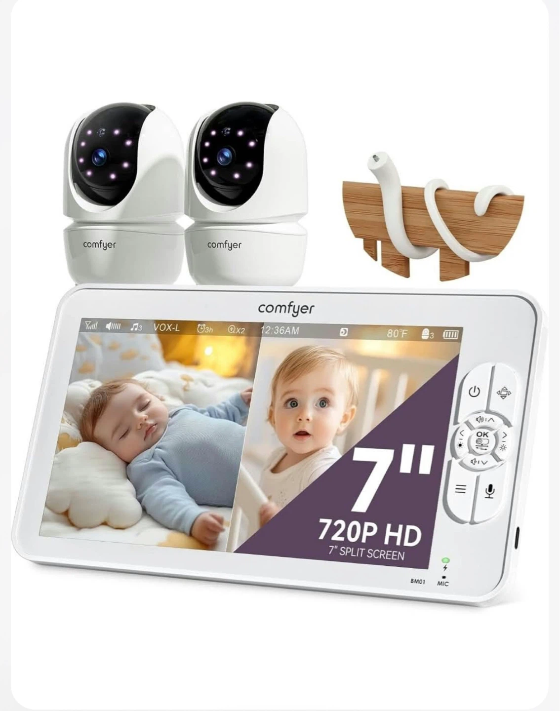 Comfyer BM01 Video Baby Monitor with 2 Cameras
