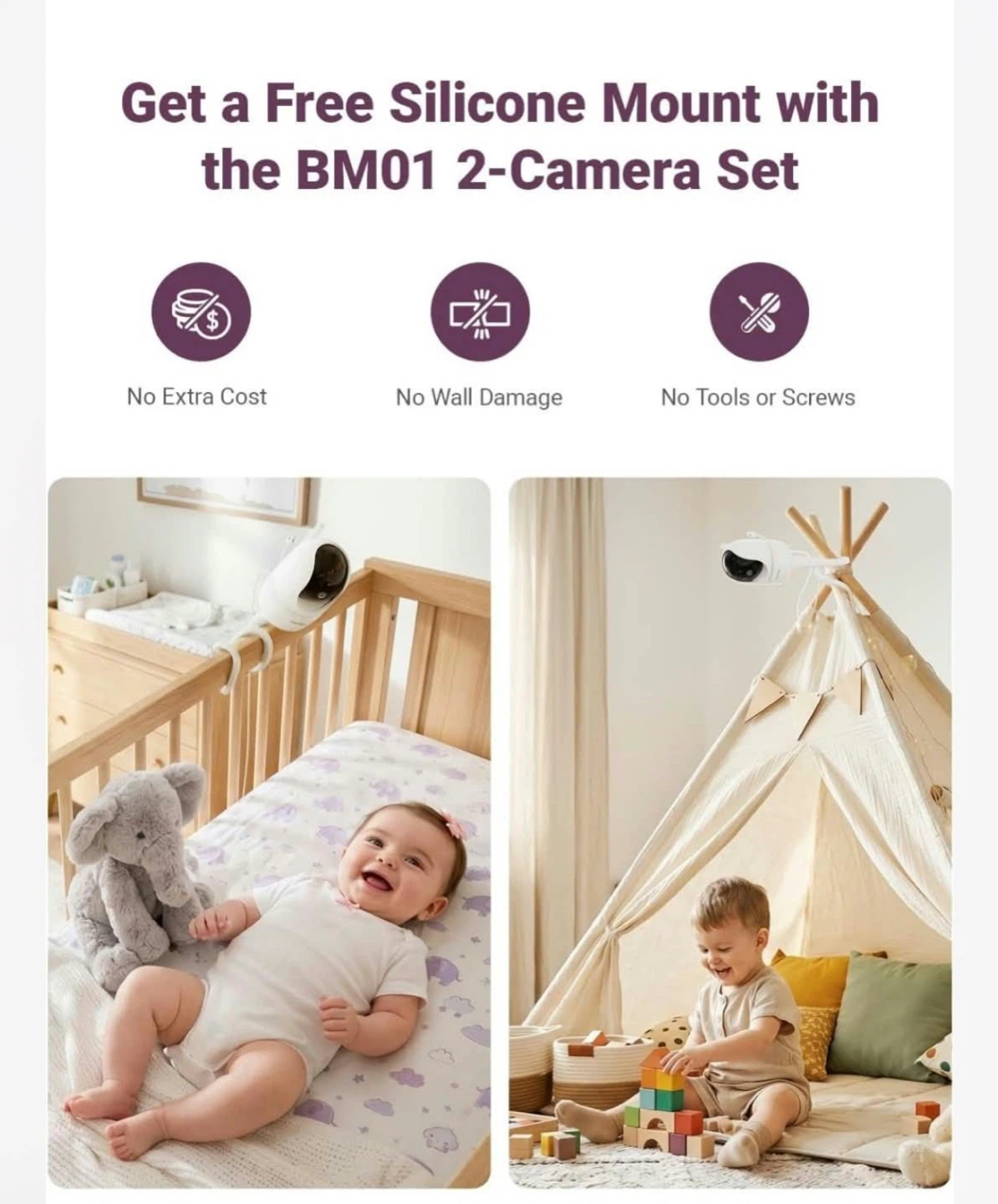 Comfyer BM01 Video Baby Monitor with 2 Cameras - photo 4