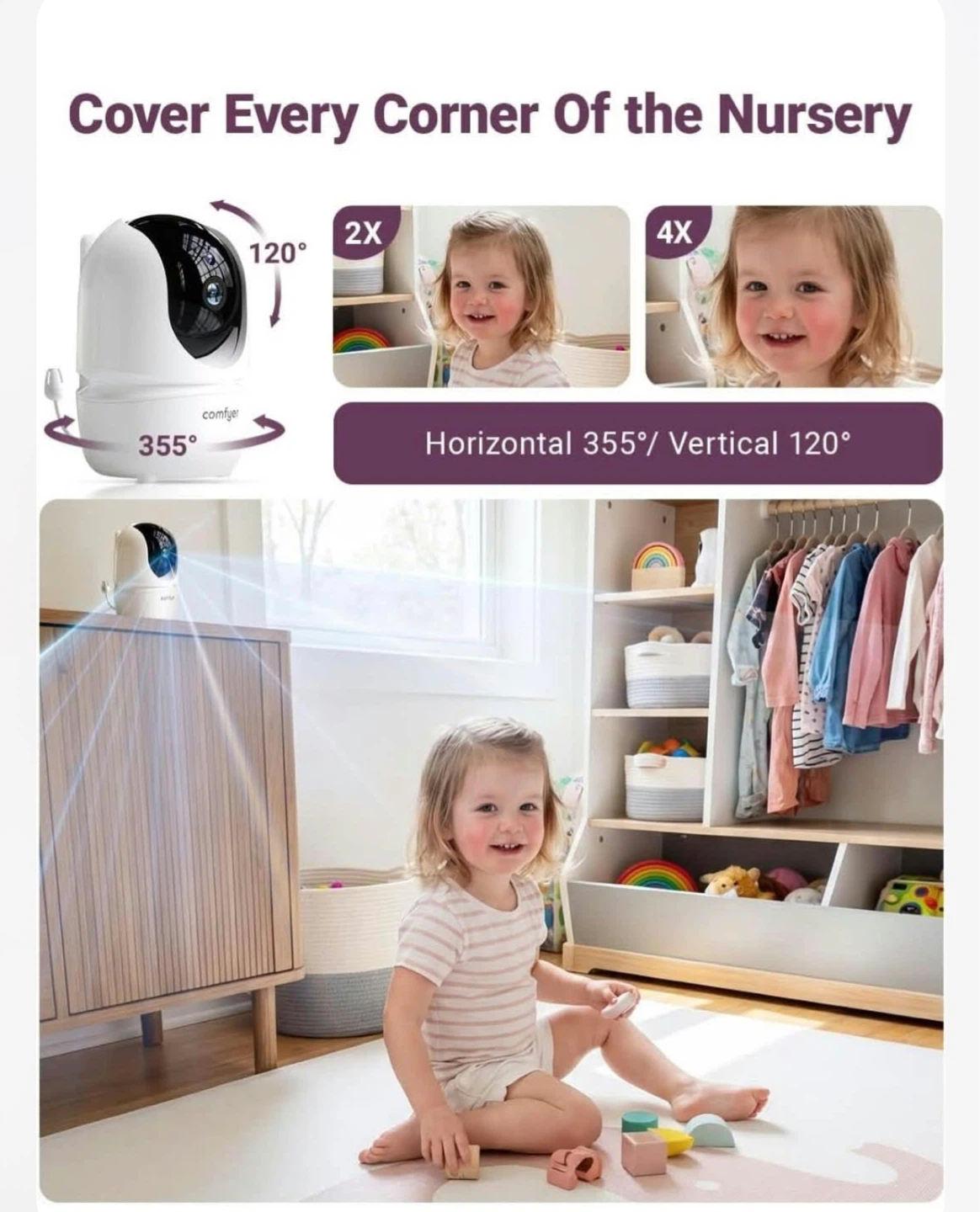 Comfyer BM01 Video Baby Monitor with 2 Cameras - photo 3