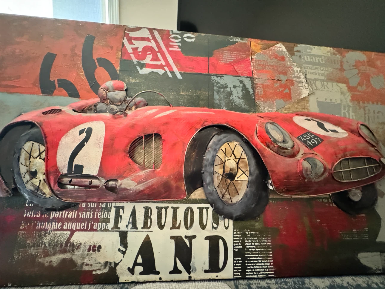 Red Racing Car Metal Wall Art - photo 3