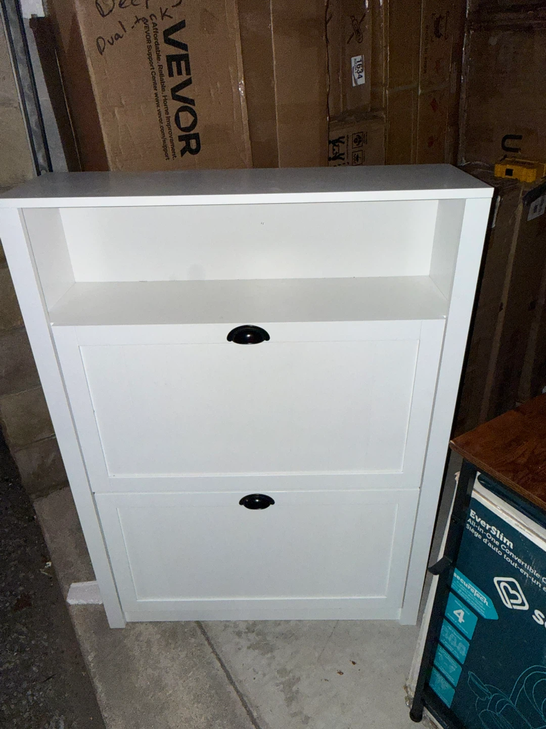 White Two-Tier Shoe Cabinet
