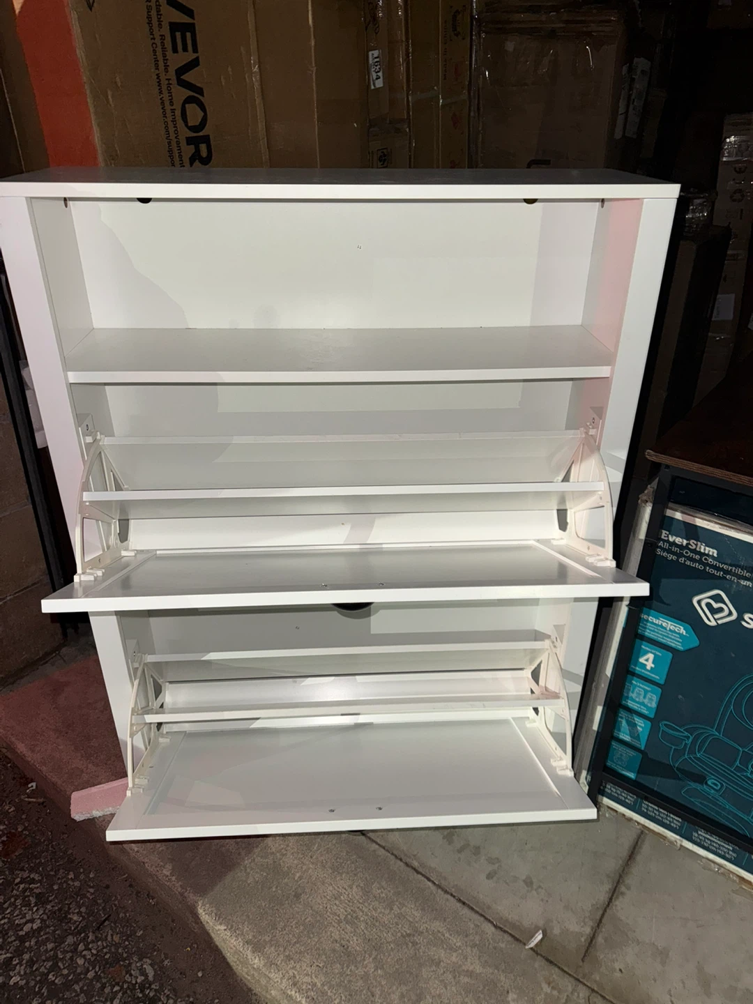 White Two-Tier Shoe Cabinet - photo 2