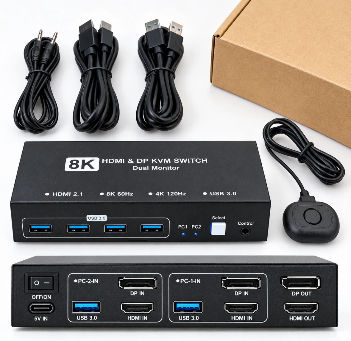 Brand New 8K HDMI & DisplayPort Dual Monitor KVM Switch