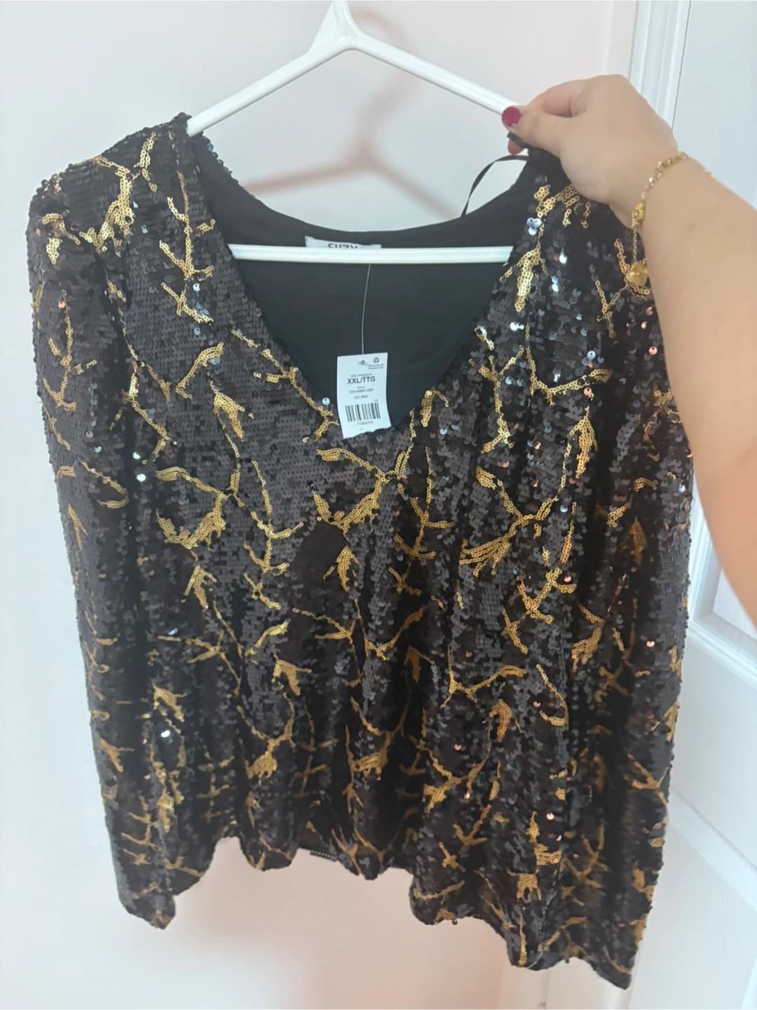 Suzy Shier Sequin Long Sleeve Top - photo 2