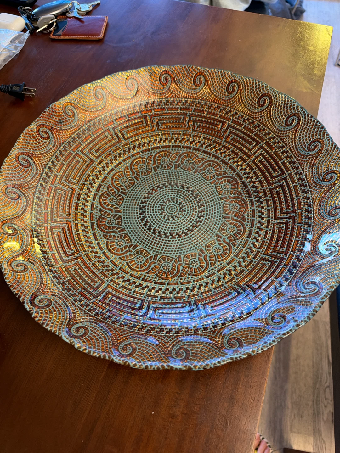 Large decorative glass bowl