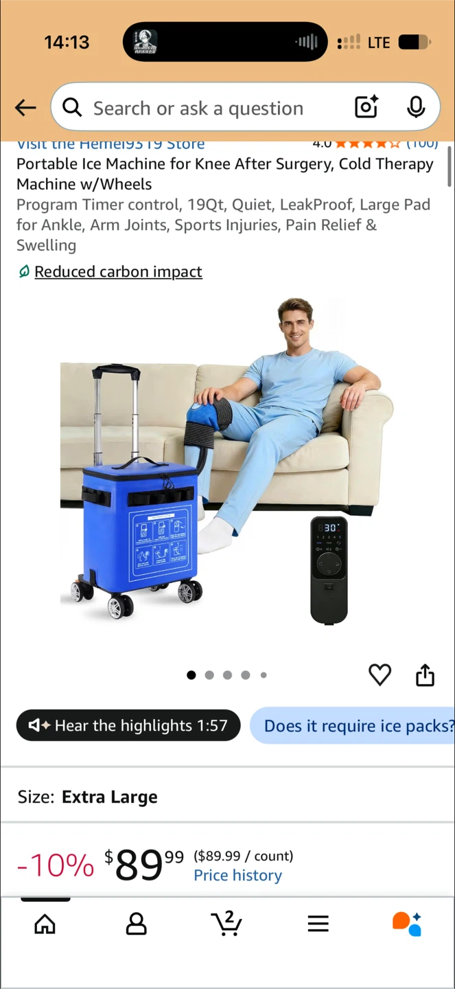 Portable Cold Therapy Ice Machine with Wheels