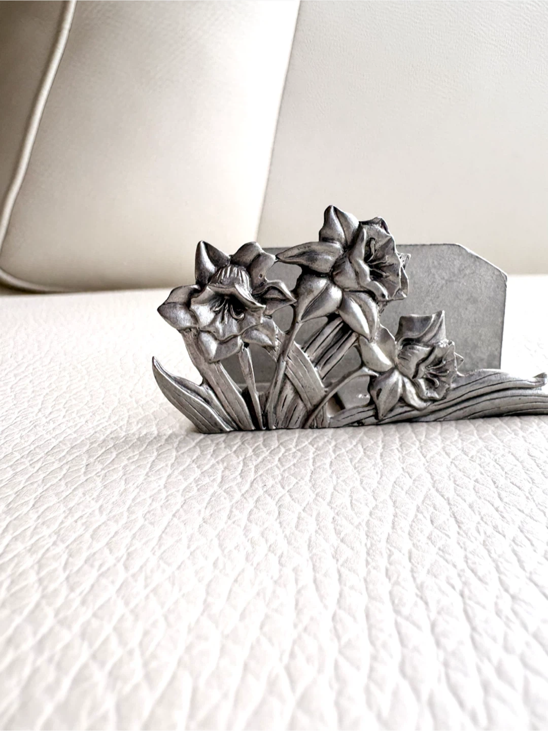 Pewter Floral Napkin Holder