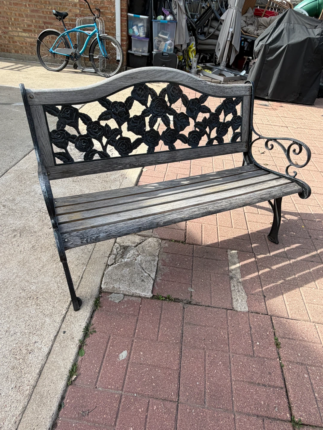 Vintage Rose Pattern Garden Bench - photo 2