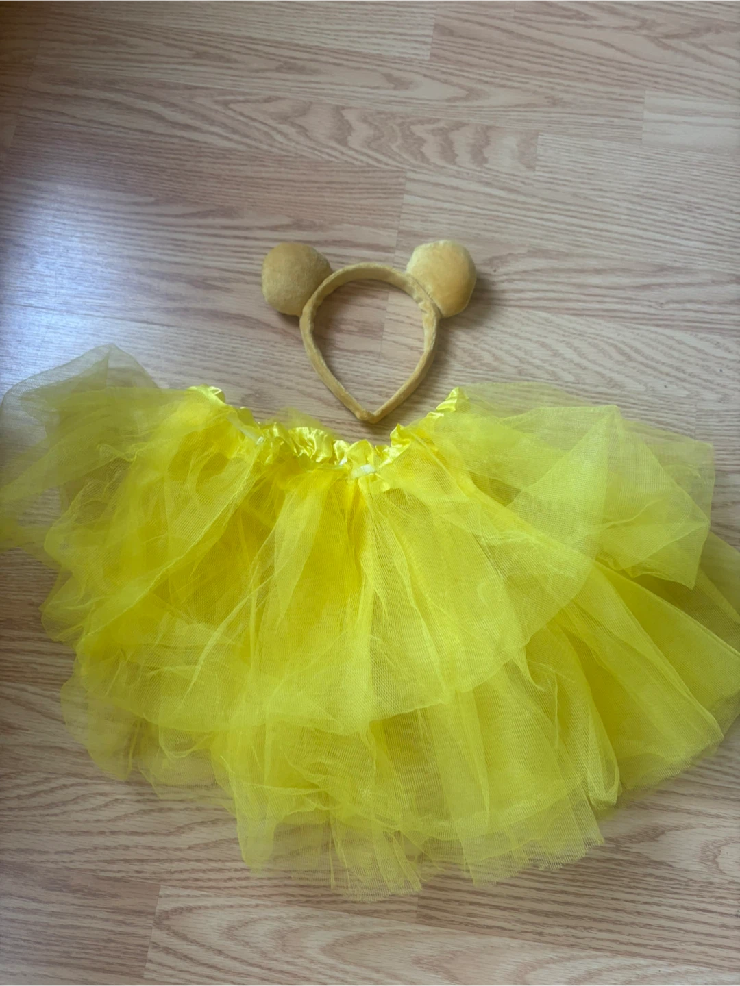 Yellow Tutu and Bear Ear Headband Set
