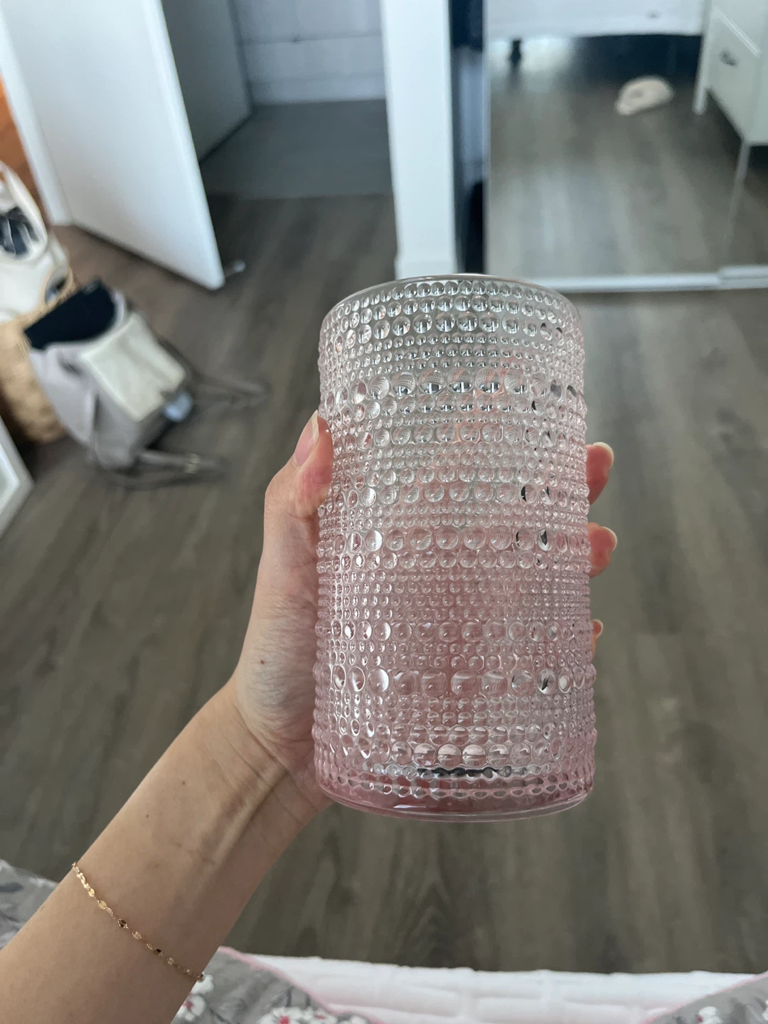 Pink Textured Glass Tumbler