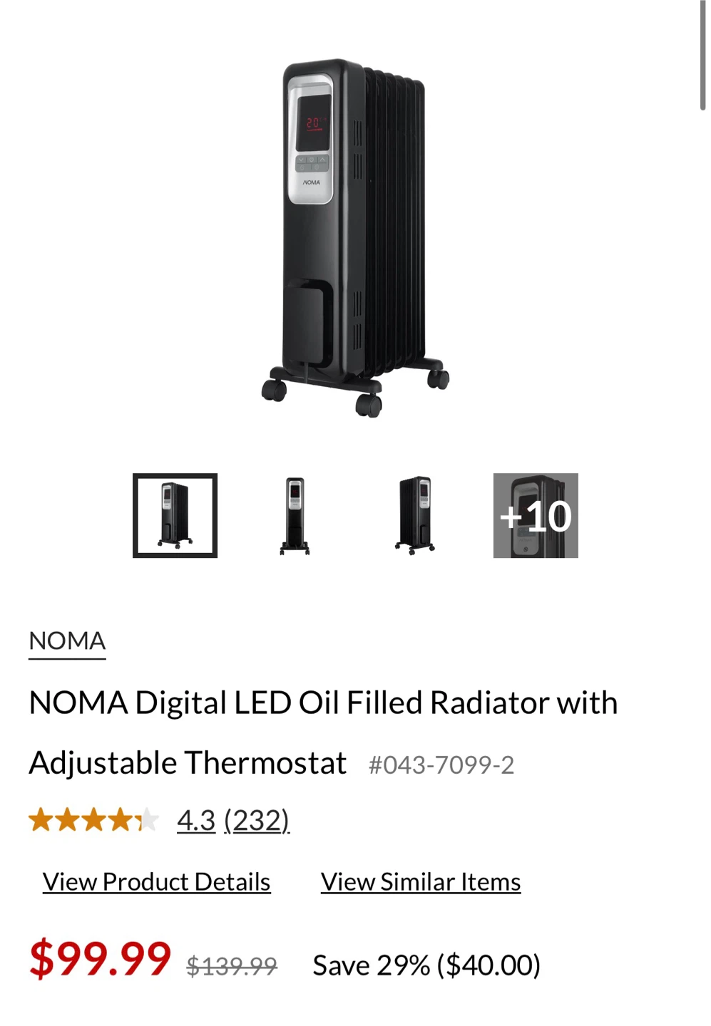 NOMA Digital LED Oil Filled Radiator Heater - photo 5