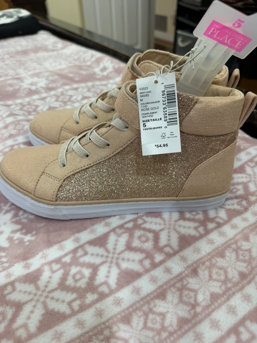 The Children's Place Rose Gold High-Top Sneakers Size 5