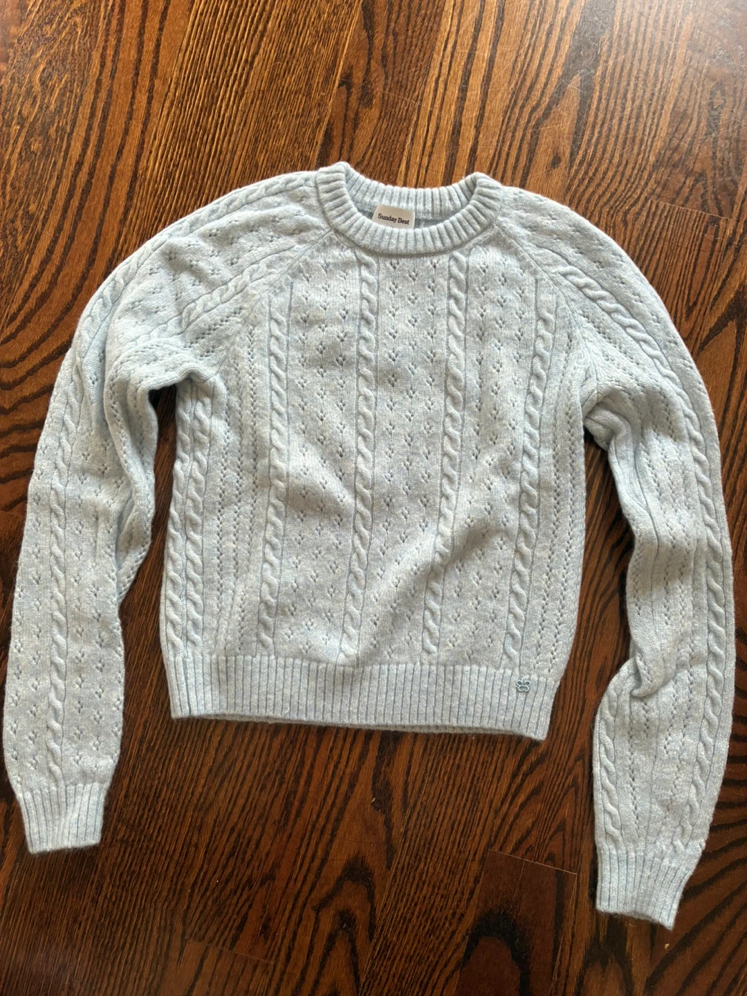 Sunday Best light blue cable knit sweater