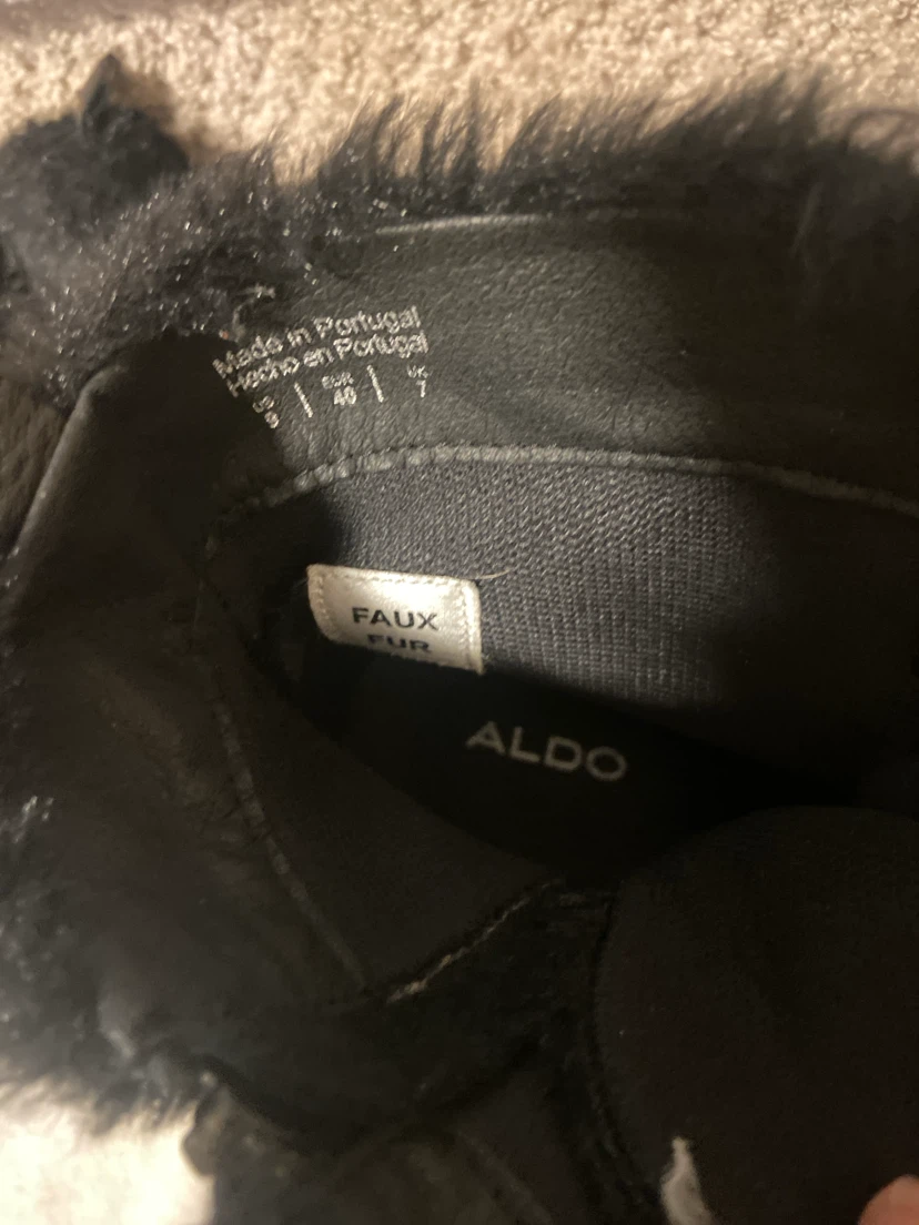 ALDO Black Faux Fur Lace-Up Ankle Boots - photo 4