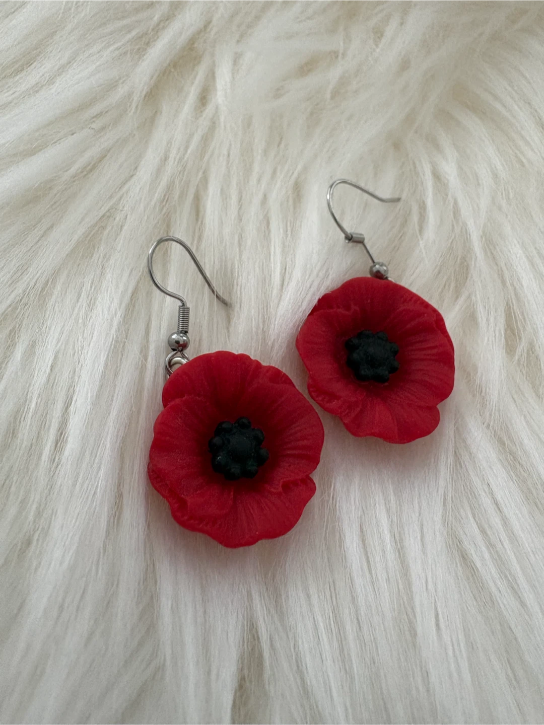 Red Poppy Flower Earrings - photo 2