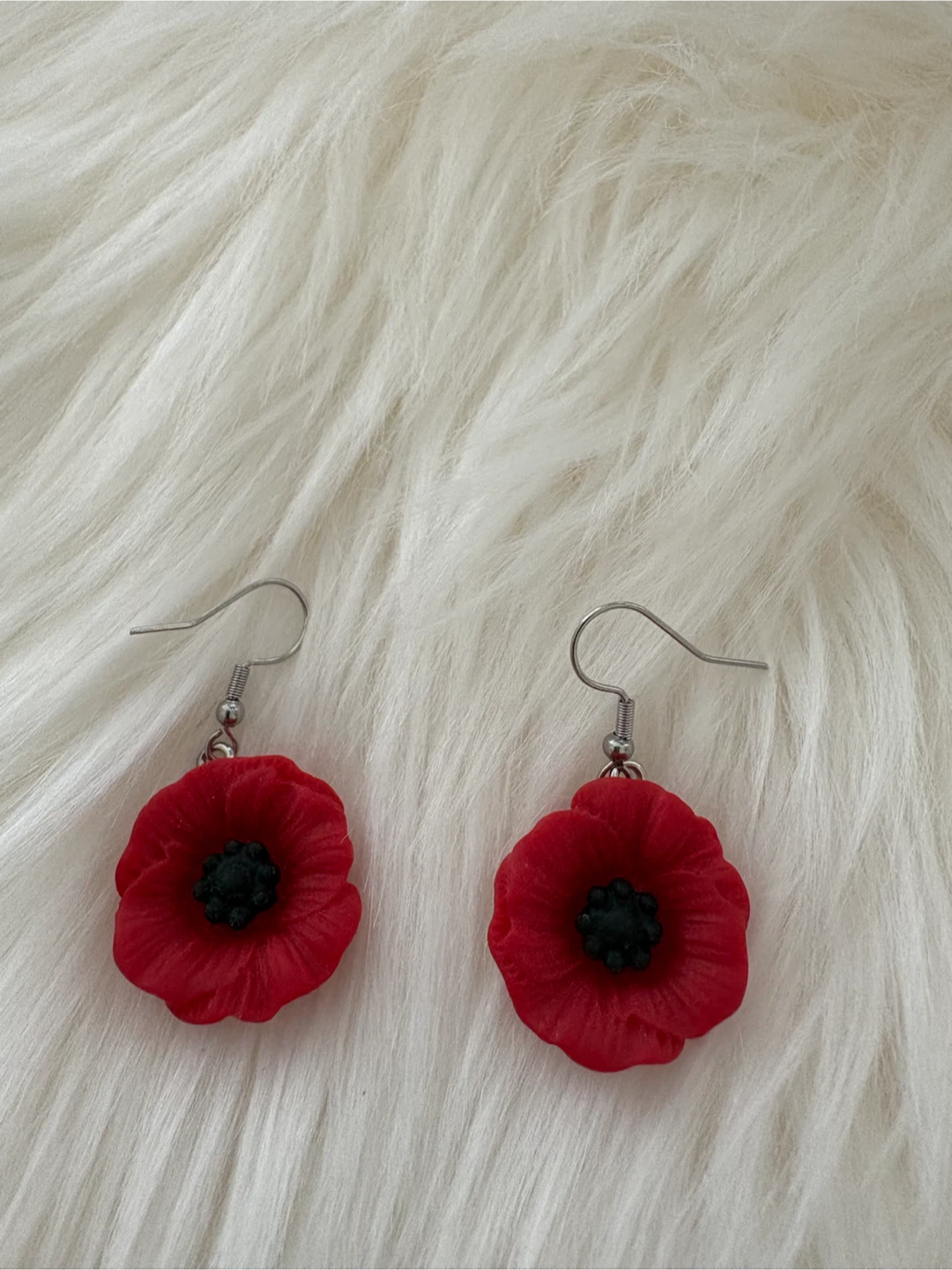 Red Poppy Flower Earrings - photo 3
