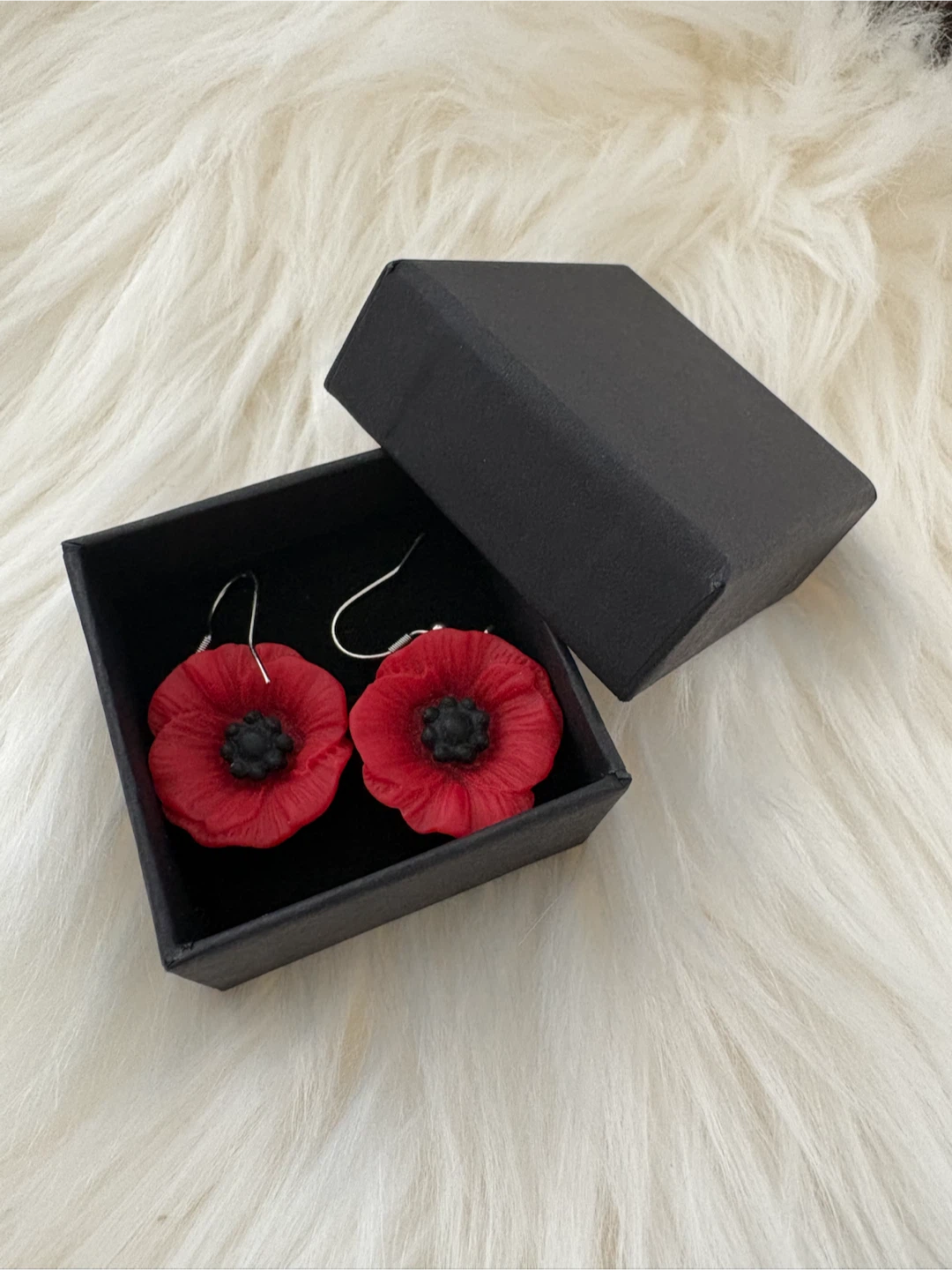 Red Poppy Flower Earrings - photo 4