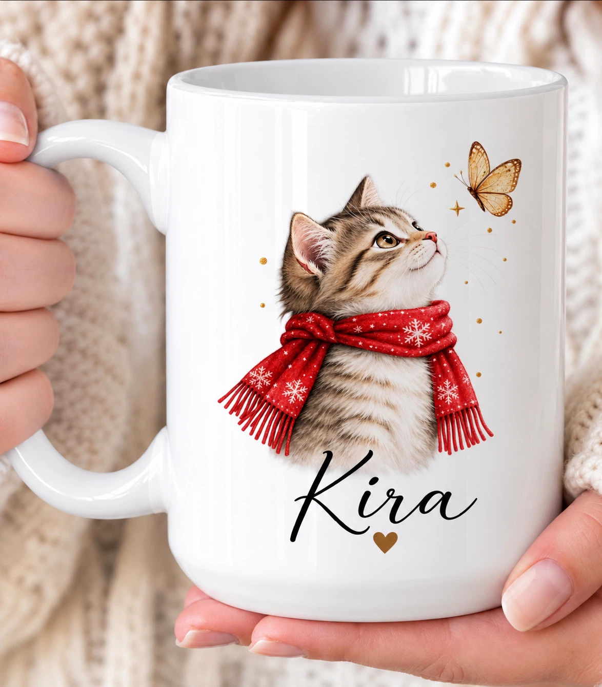15 oz Personalized Ceramic Mug with Kitten Design