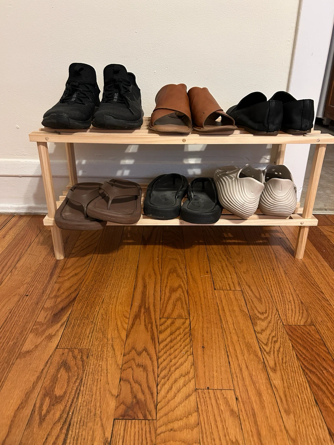 Two-Tier Wooden Shoe Rack