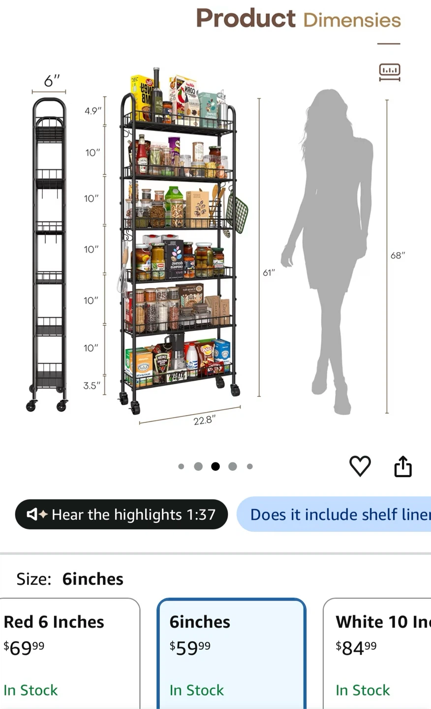 Slim (6”) Tall (68”) Storage for Narrow Spaces - photo 2