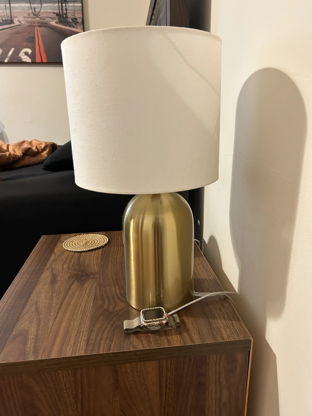 Modern Gold Table Lamp with Fabric Shade - photo 2