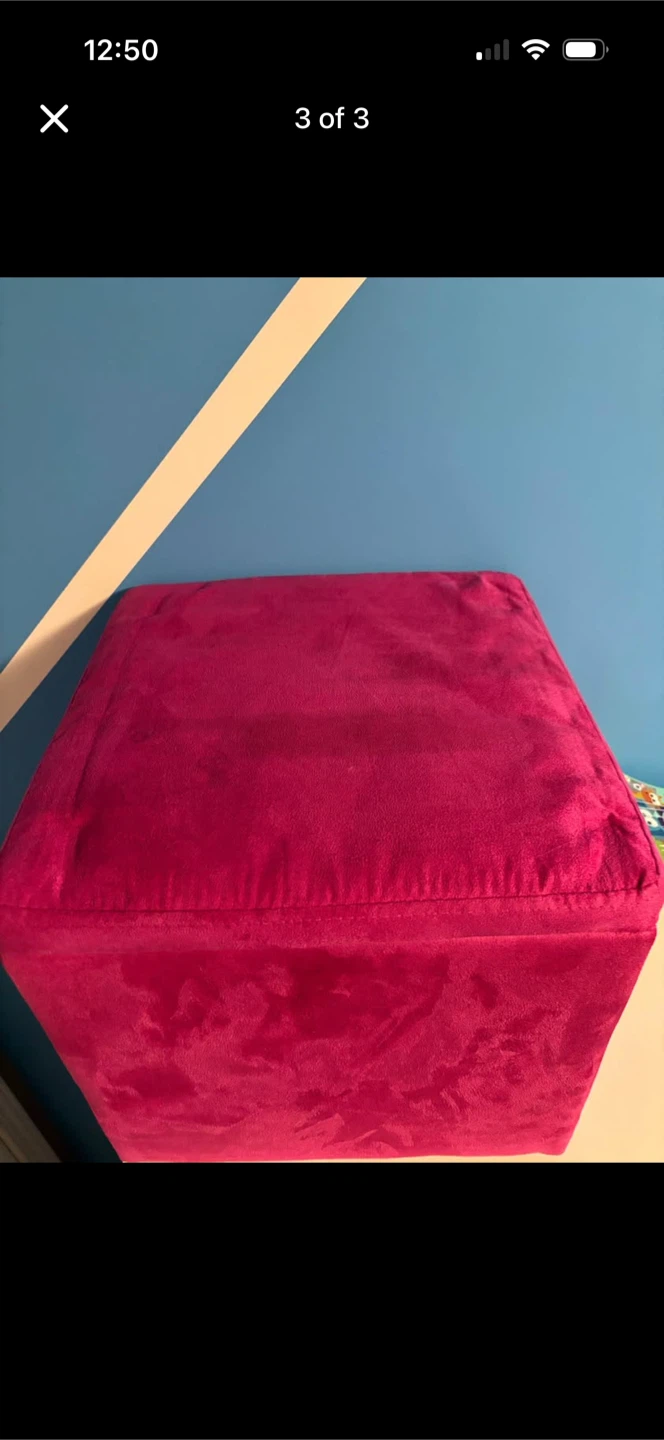 Pink Velvet Storage Cube Ottoman