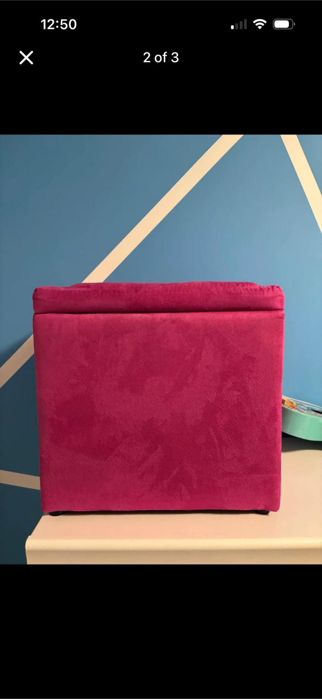 Pink Velvet Storage Cube Ottoman - photo 2