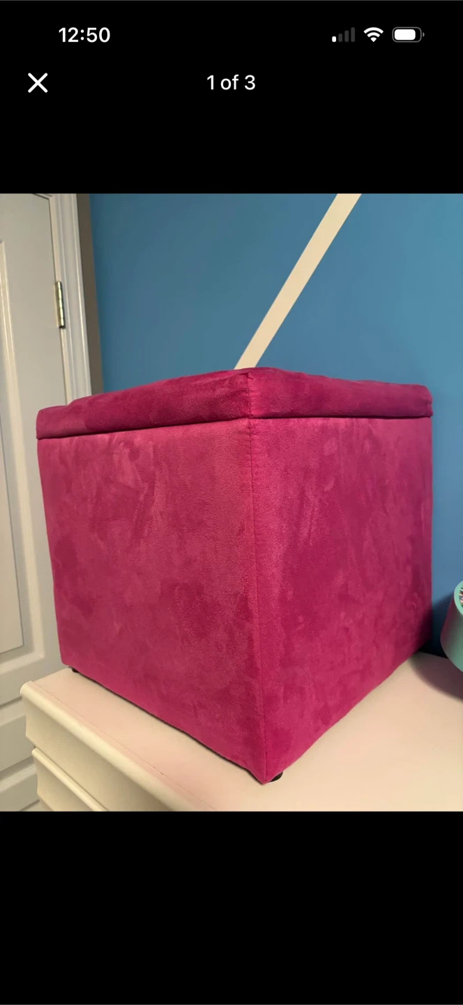 Pink Velvet Storage Cube Ottoman - photo 3