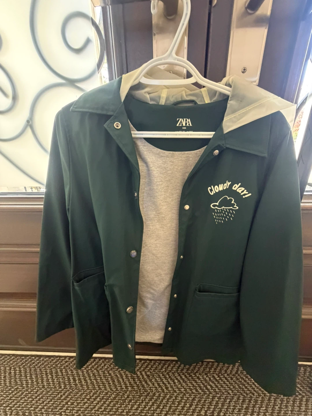 Zara Kids Green Rain Jacket Size 13-14
