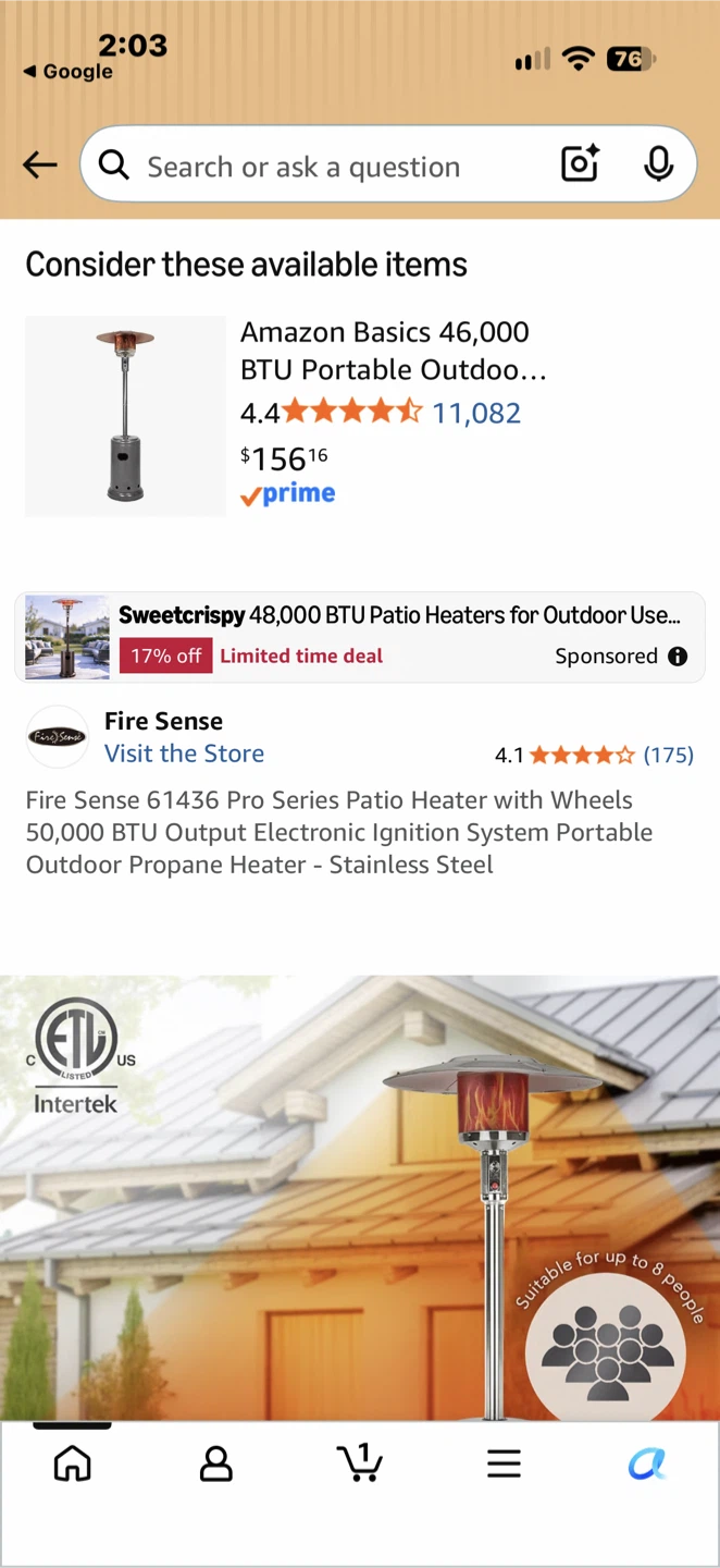 BRAND NEW IN THE BOX! FIRE SENSE PORTABLE PROPANE PATIO HEATER - photo 3