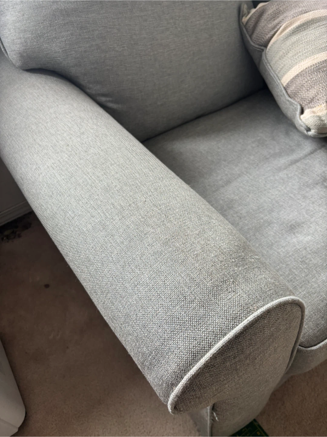 Three-Seater Grey Blue Fabric Sofa - photo 3