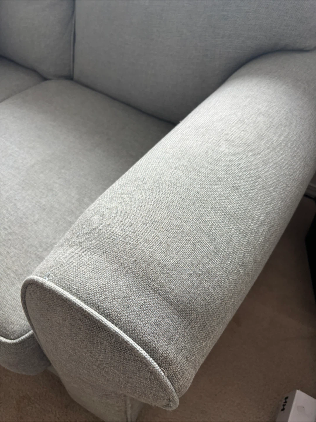 Three-Seater Grey Blue Fabric Sofa - photo 4