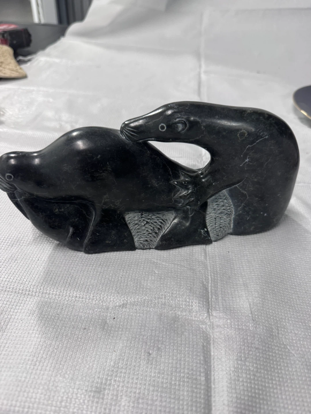 Thomassie Echalook Canadian Inuit Soapstone Seal Sculpture