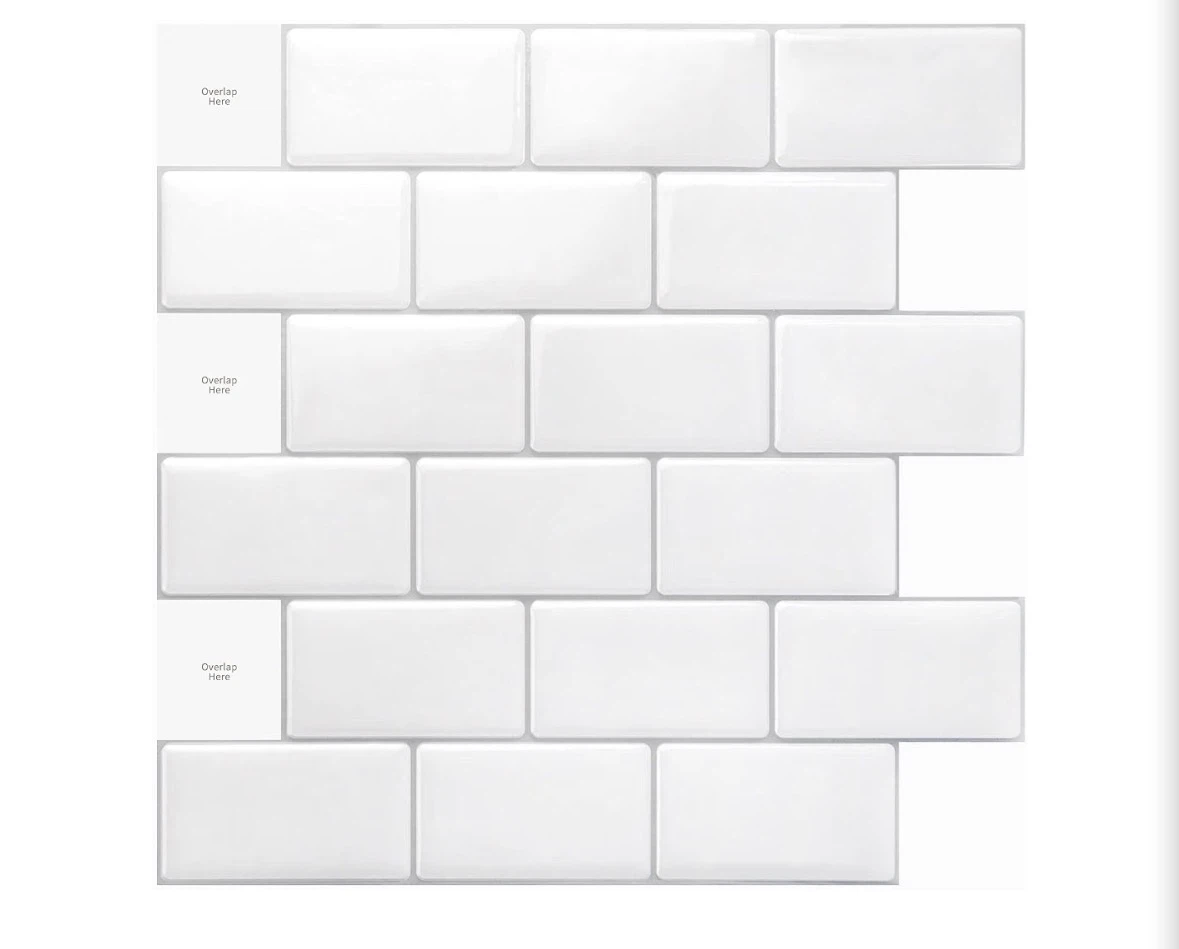Sheet Peel & Stick Kitchen Backsplash, 12"x12", Bright White