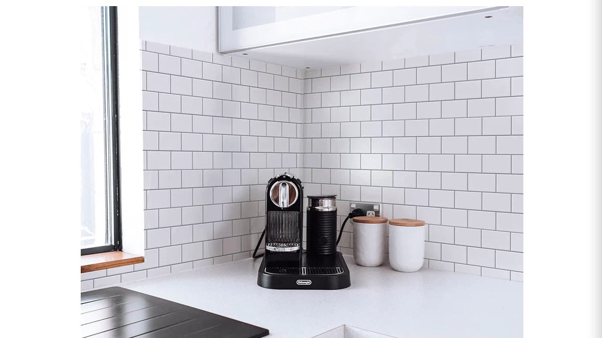 Sheet Peel & Stick Kitchen Backsplash, 12"x12", Bright White - photo 3