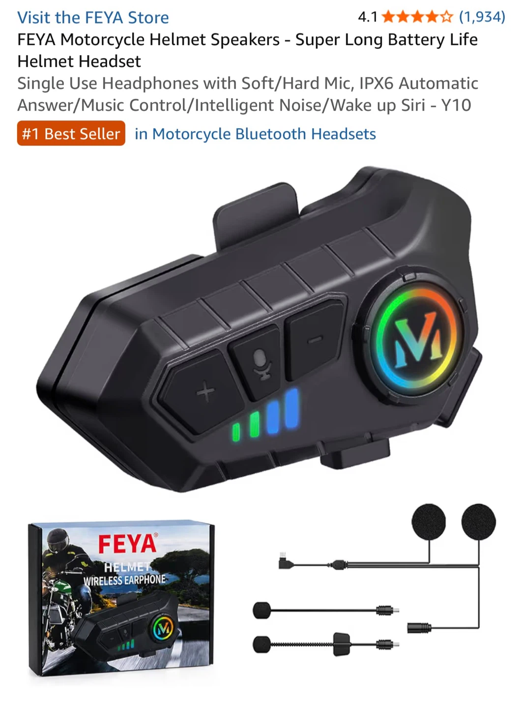 FEYA Y10 Motorcycle Helmet Bluetooth Headset