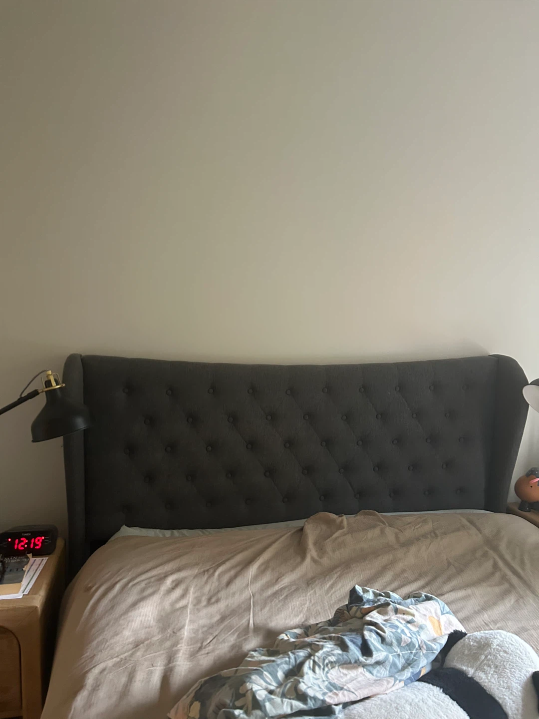 Tufted Grey Headboard -Queen