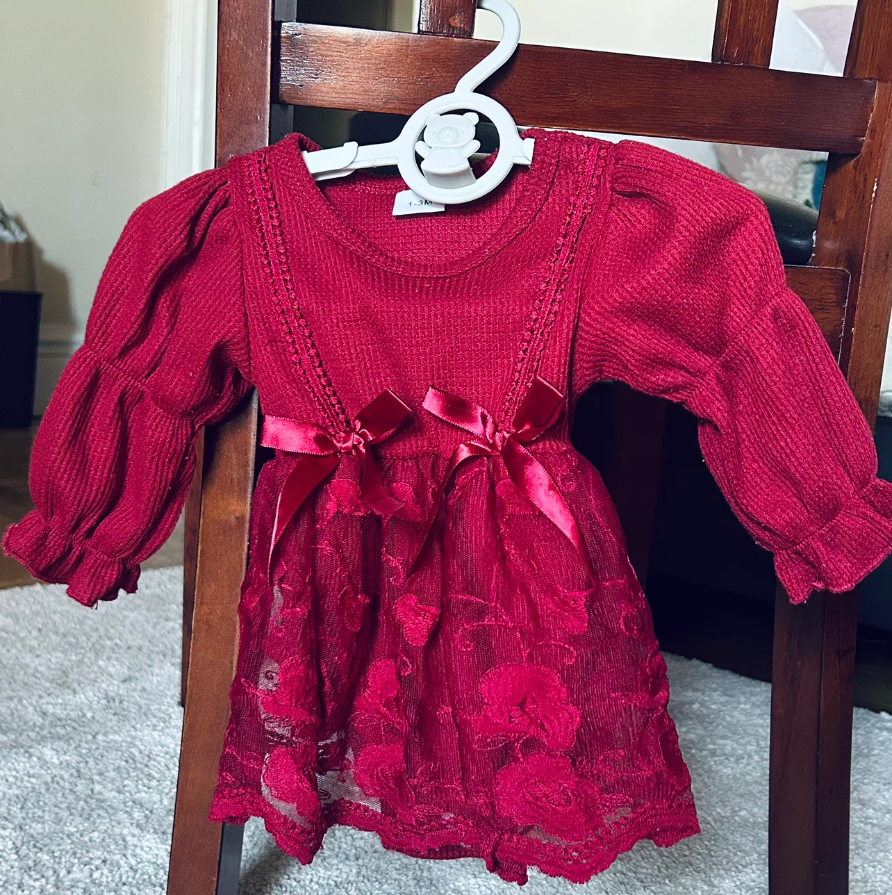 Red Ribbed Baby Dress - photo 3