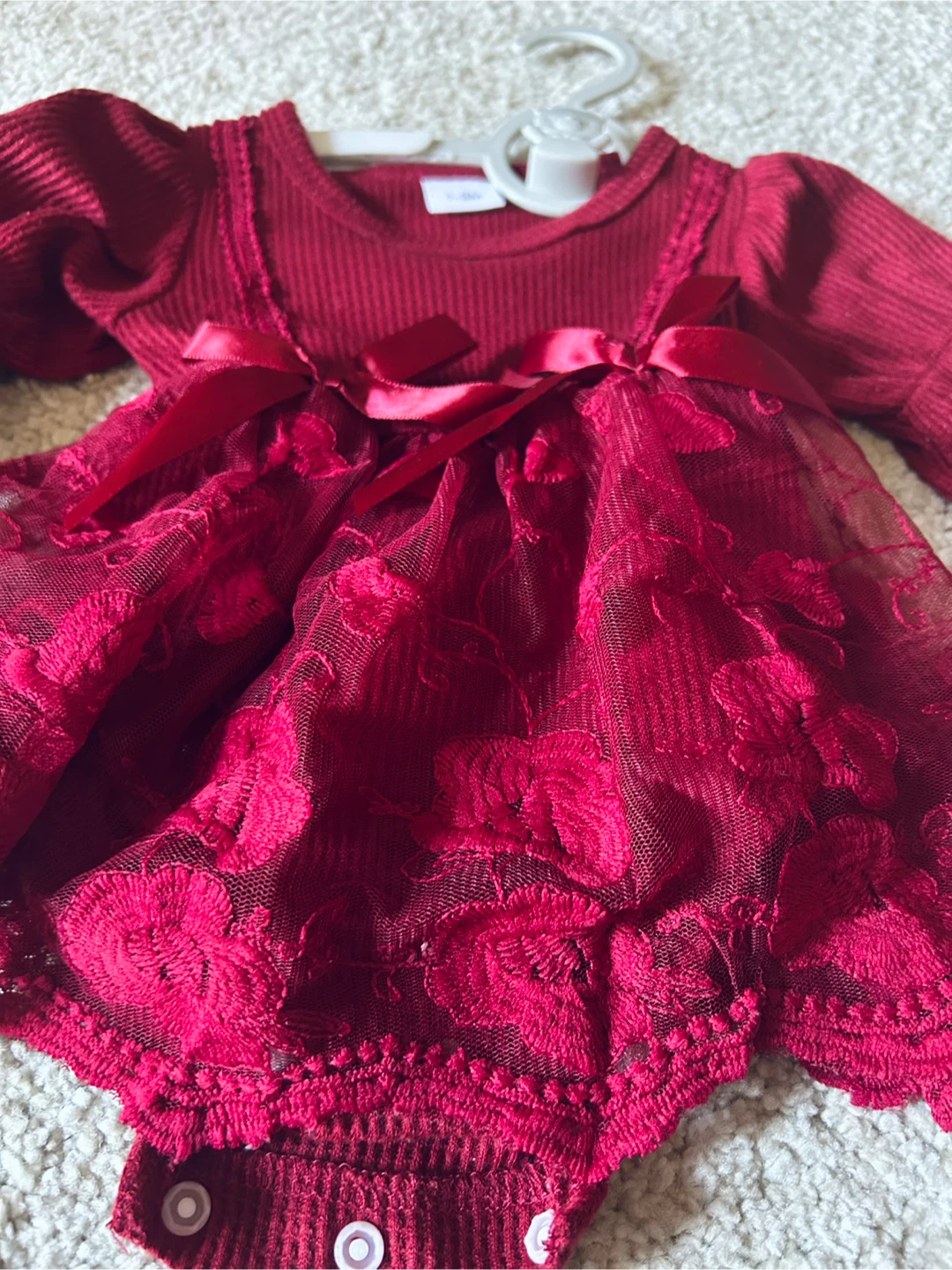 Red Ribbed Baby Dress - photo 5