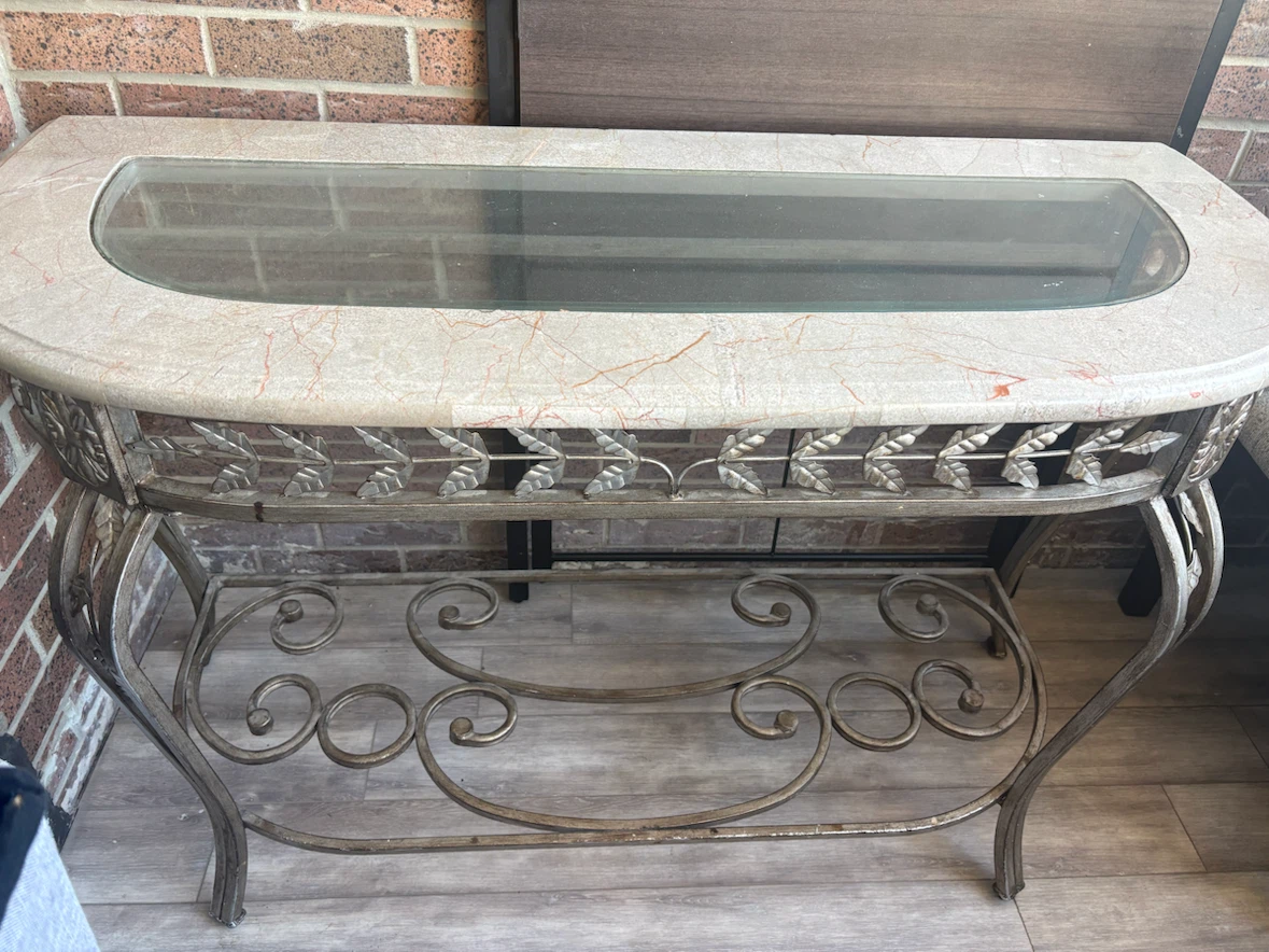 Metal and Stone Console Table