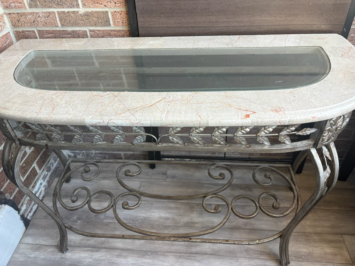 Metal and Stone Console Table - photo 2