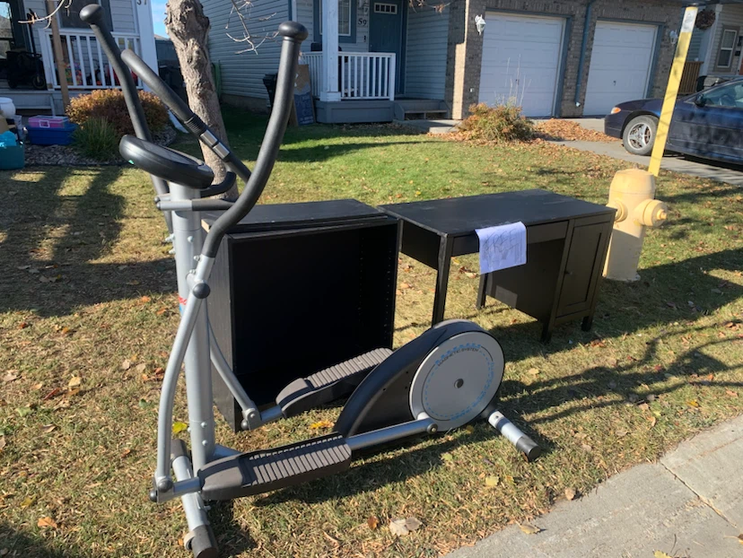 Elliptical, bookshelf, desk, electric bike, free