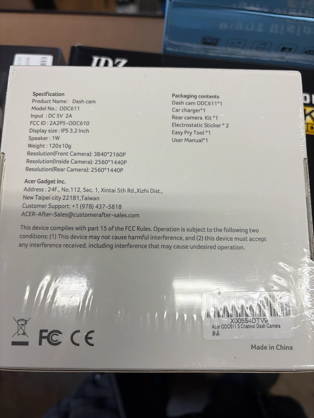 Acer ODC611 3-Channel Dash Cam - photo 2